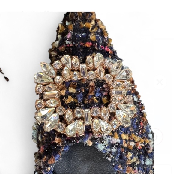 C.Paravano Crystal Buckle Multi Color Tweed flats women's 37/6.5 - Picture 4 of 7